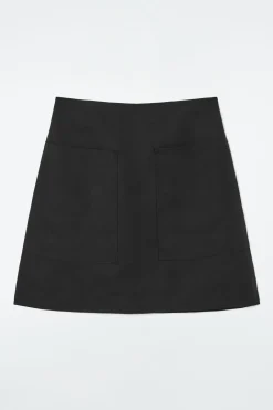 Sale COS A-LINE LINEN MINI SKIRT BLACK
