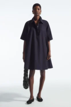 COS A-LINE MINI SHIRT DRESS NAVY