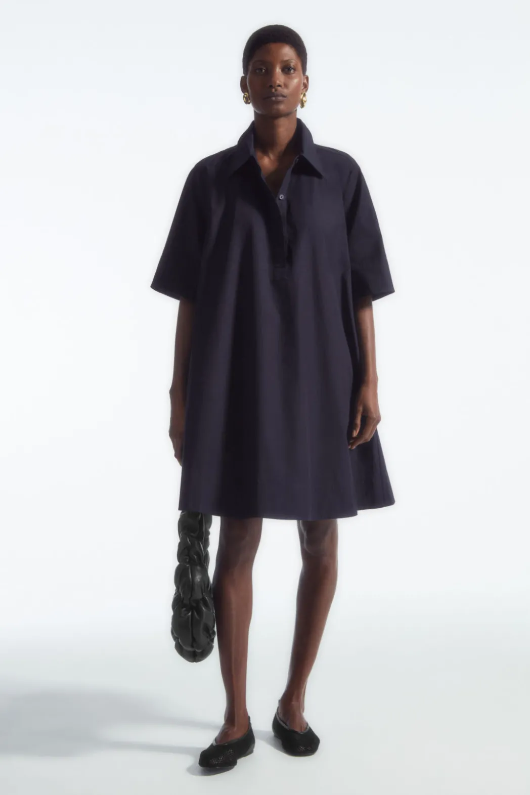 COS A-LINE MINI SHIRT DRESS NAVY
