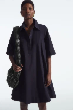 COS A-LINE MINI SHIRT DRESS NAVY