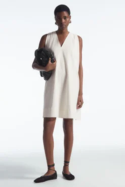 Discount COS A-LINE SLEEVELESS MINI DRESS WHITE