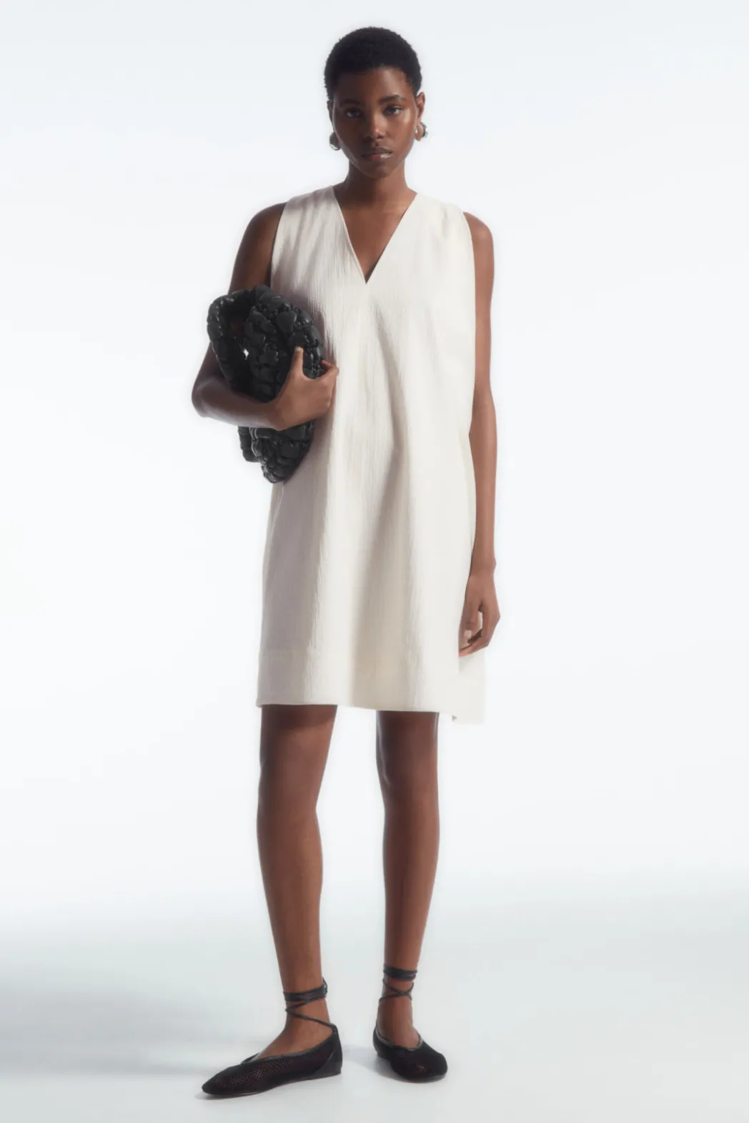 Discount COS A-LINE SLEEVELESS MINI DRESS WHITE