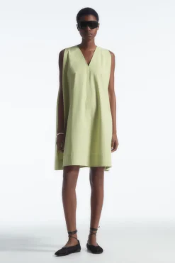 Online COS A-LINE SLEEVELESS MINI DRESS GREEN