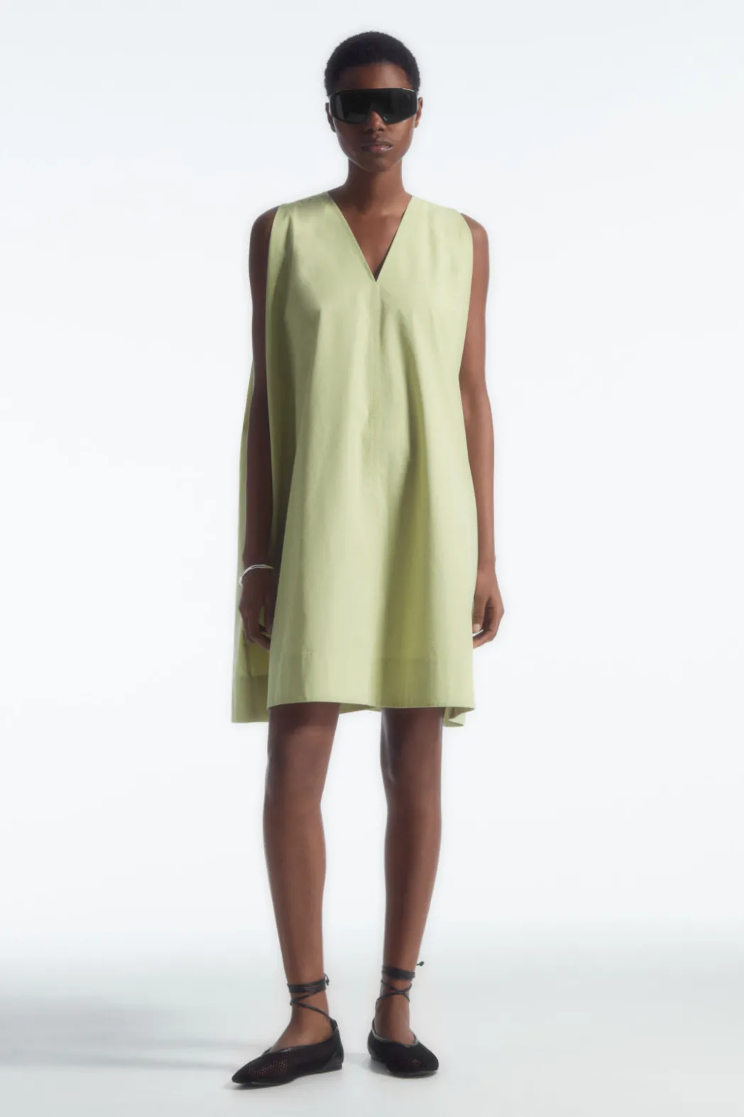 Online COS A-LINE SLEEVELESS MINI DRESS GREEN