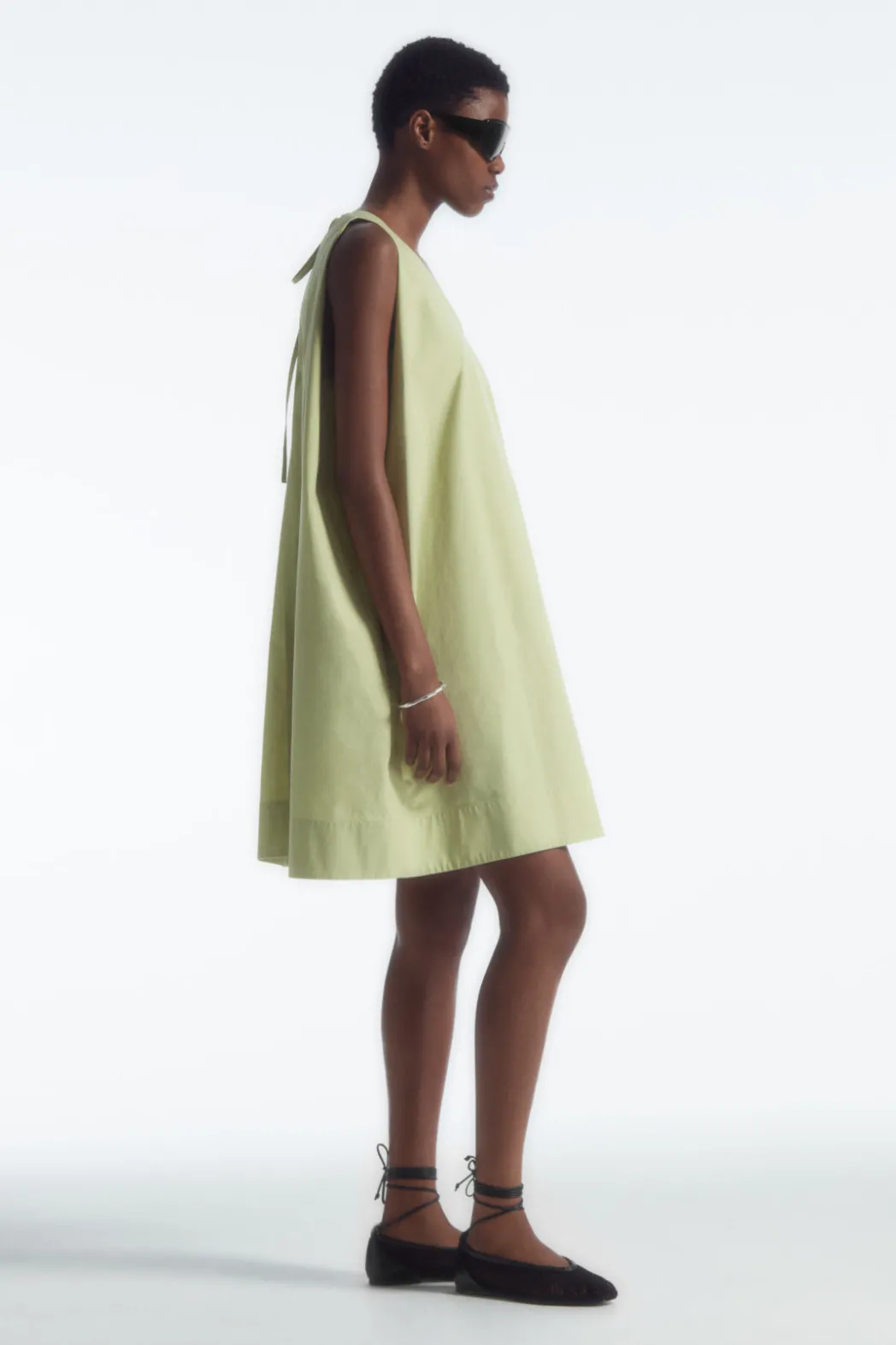 Online COS A-LINE SLEEVELESS MINI DRESS GREEN