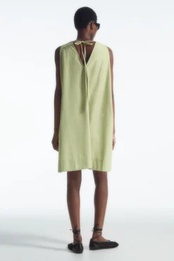 Online COS A-LINE SLEEVELESS MINI DRESS GREEN