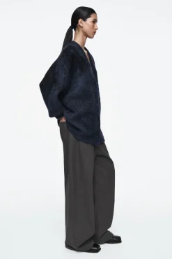 COS ALPACA-BLEND JACQUARD CARDIGAN BLUE