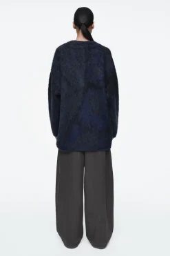 COS ALPACA-BLEND JACQUARD CARDIGAN BLUE