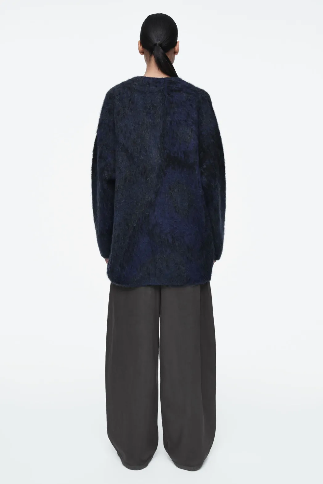 COS ALPACA-BLEND JACQUARD CARDIGAN BLUE