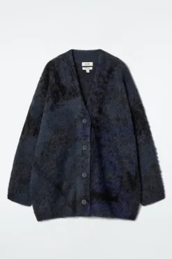 COS ALPACA-BLEND JACQUARD CARDIGAN BLUE