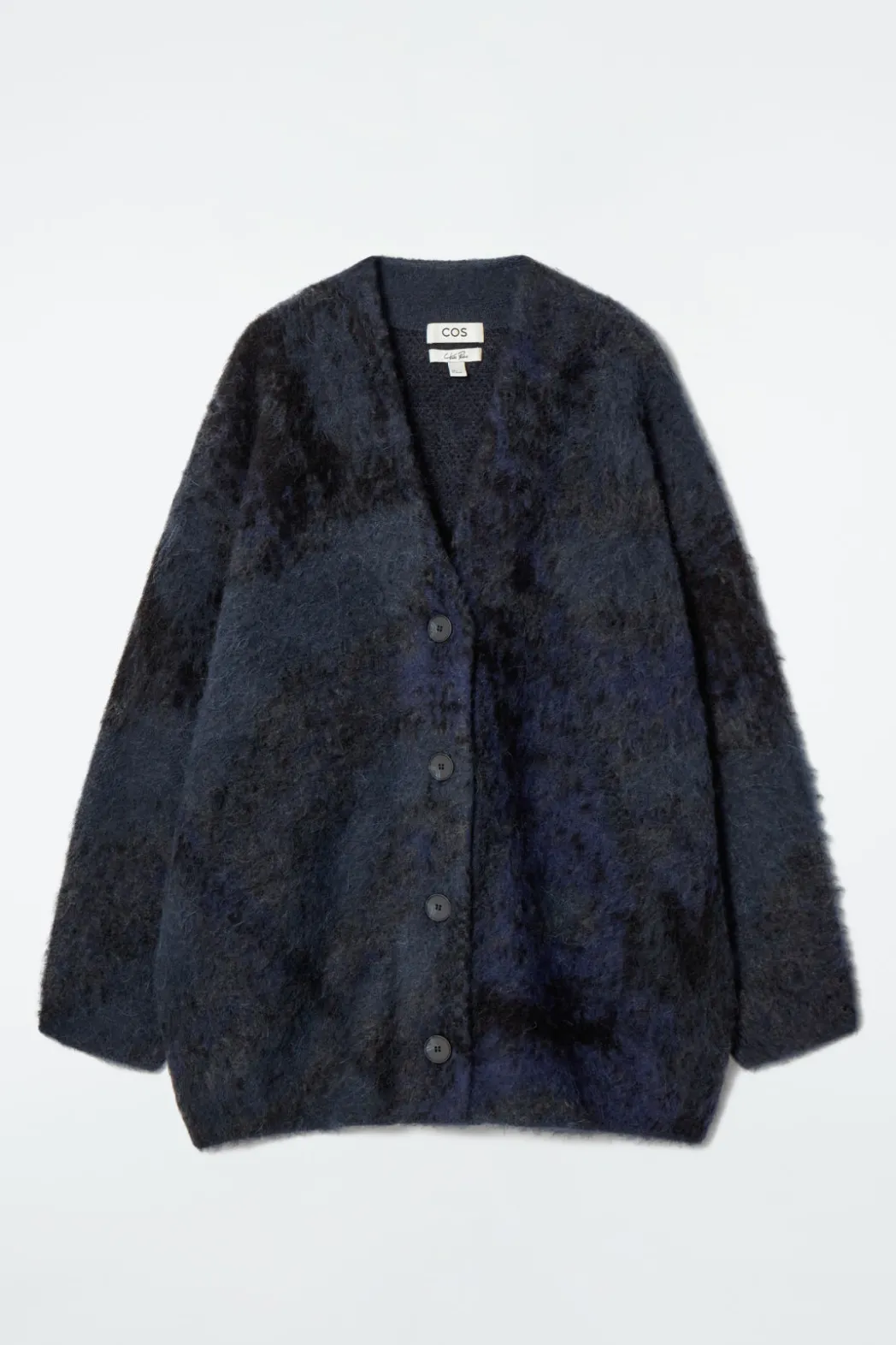 COS ALPACA-BLEND JACQUARD CARDIGAN BLUE