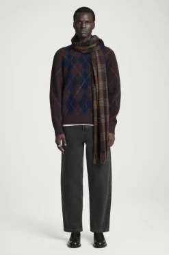 Sale COS ARGYLE BOILED-WOOL SWEATER BROWN / ARGYLE