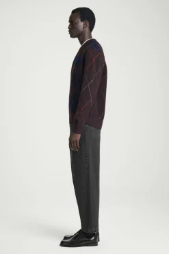 Sale COS ARGYLE BOILED-WOOL SWEATER BROWN / ARGYLE