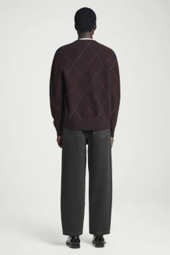 Sale COS ARGYLE BOILED-WOOL SWEATER BROWN / ARGYLE