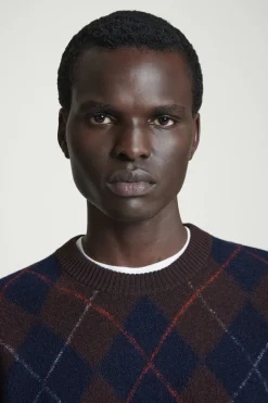 Sale COS ARGYLE BOILED-WOOL SWEATER BROWN / ARGYLE