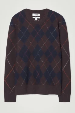 Sale COS ARGYLE BOILED-WOOL SWEATER BROWN / ARGYLE
