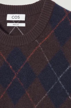 Sale COS ARGYLE BOILED-WOOL SWEATER BROWN / ARGYLE