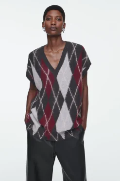 Hot COS ARGYLE WOOL TANK GRAY / ARGYLE