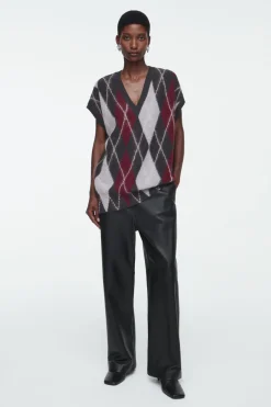 Hot COS ARGYLE WOOL TANK GRAY / ARGYLE