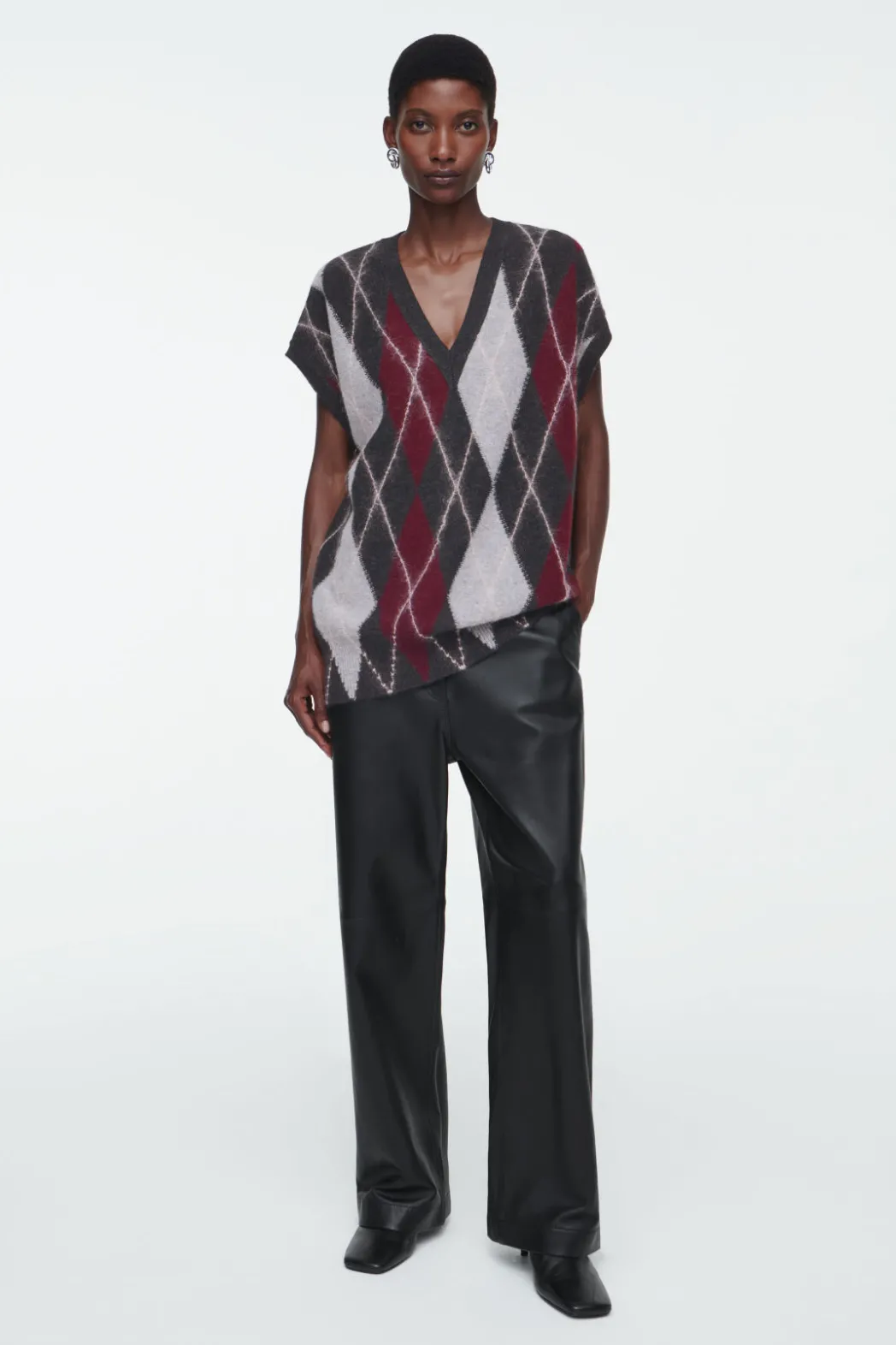 Hot COS ARGYLE WOOL TANK GRAY / ARGYLE