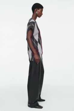 Hot COS ARGYLE WOOL TANK GRAY / ARGYLE