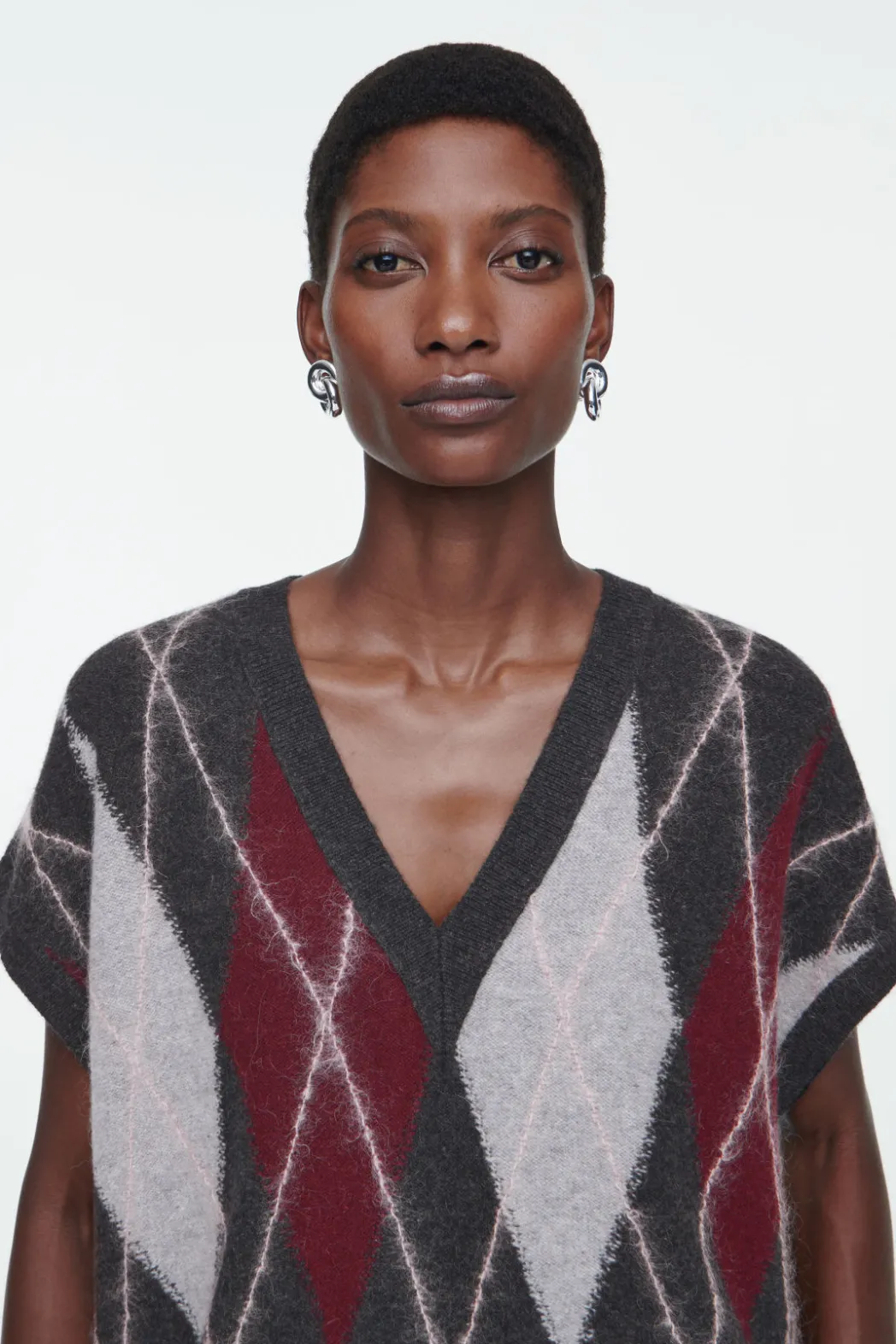 Hot COS ARGYLE WOOL TANK GRAY / ARGYLE