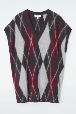 Hot COS ARGYLE WOOL TANK GRAY / ARGYLE