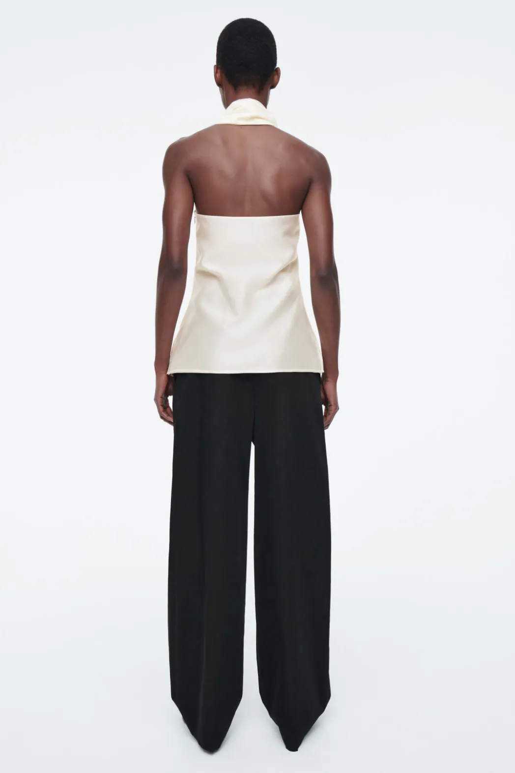 New COS ASYMMETRIC BROOCH-DETAIL BLOUSE IVORY