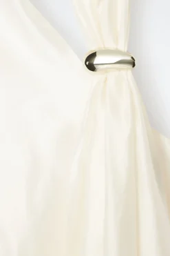 New COS ASYMMETRIC BROOCH-DETAIL BLOUSE IVORY