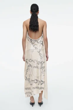 Clearance COS ASYMMETRIC CHAIN-PRINT MIDI DRESS WHITE / PRINTED