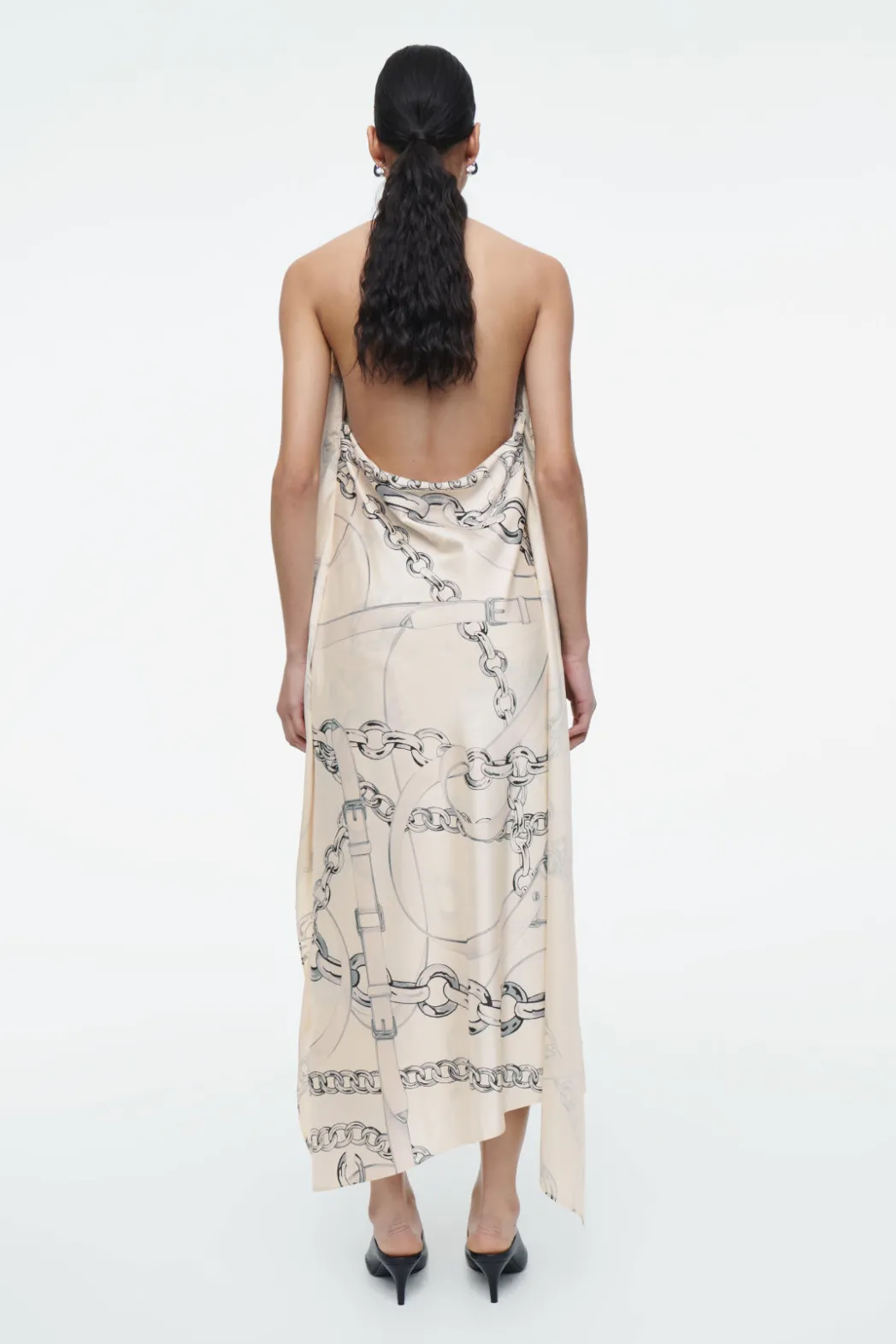Clearance COS ASYMMETRIC CHAIN-PRINT MIDI DRESS WHITE / PRINTED