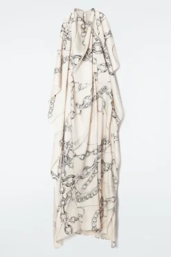 Clearance COS ASYMMETRIC CHAIN-PRINT MIDI DRESS WHITE / PRINTED