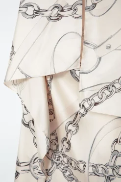Clearance COS ASYMMETRIC CHAIN-PRINT MIDI DRESS WHITE / PRINTED