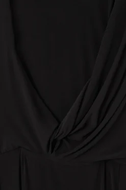 Online COS ASYMMETRIC COWL-NECK MAXI DRESS BLACK