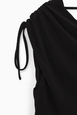 Online COS ASYMMETRIC COWL-NECK MAXI DRESS BLACK