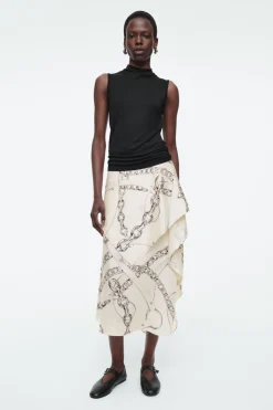 New COS ASYMMETRIC DRAPED SKIRT WHITE