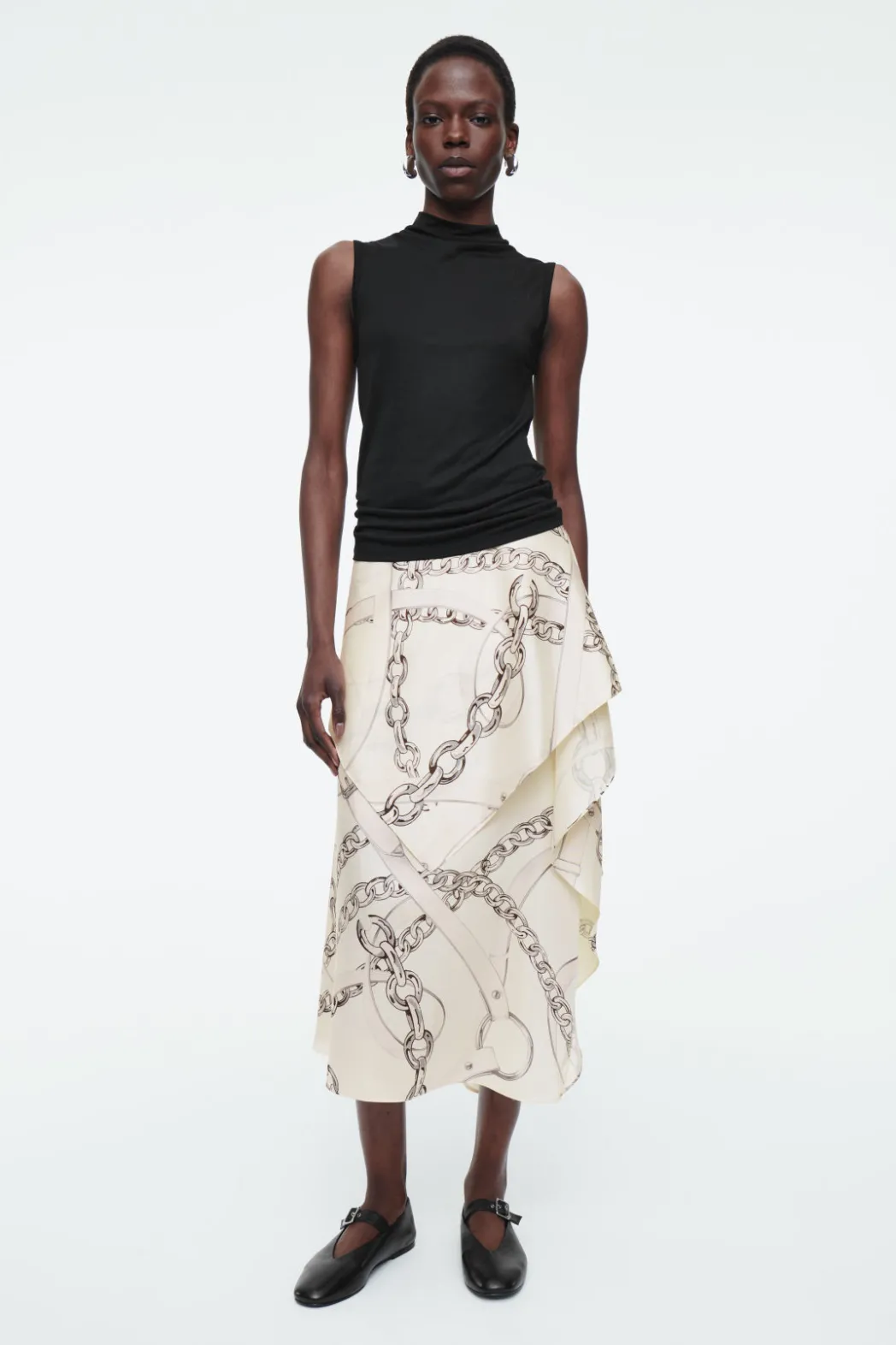 New COS ASYMMETRIC DRAPED SKIRT WHITE