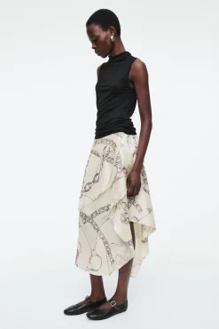 New COS ASYMMETRIC DRAPED SKIRT WHITE