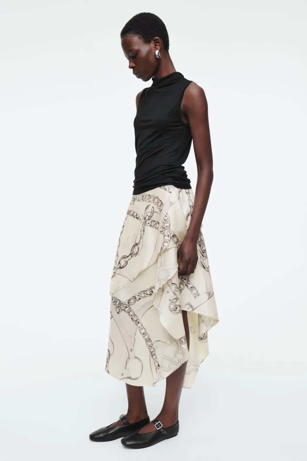 New COS ASYMMETRIC DRAPED SKIRT WHITE