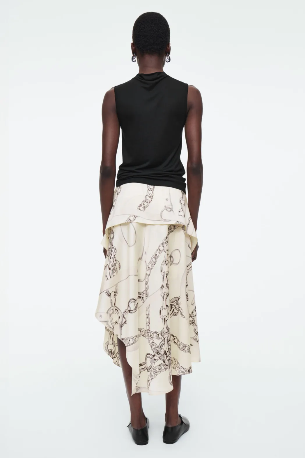 New COS ASYMMETRIC DRAPED SKIRT WHITE
