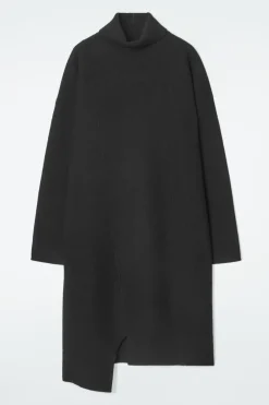 Outlet COS ASYMMETRIC MERINO WOOL DRESS BLACK