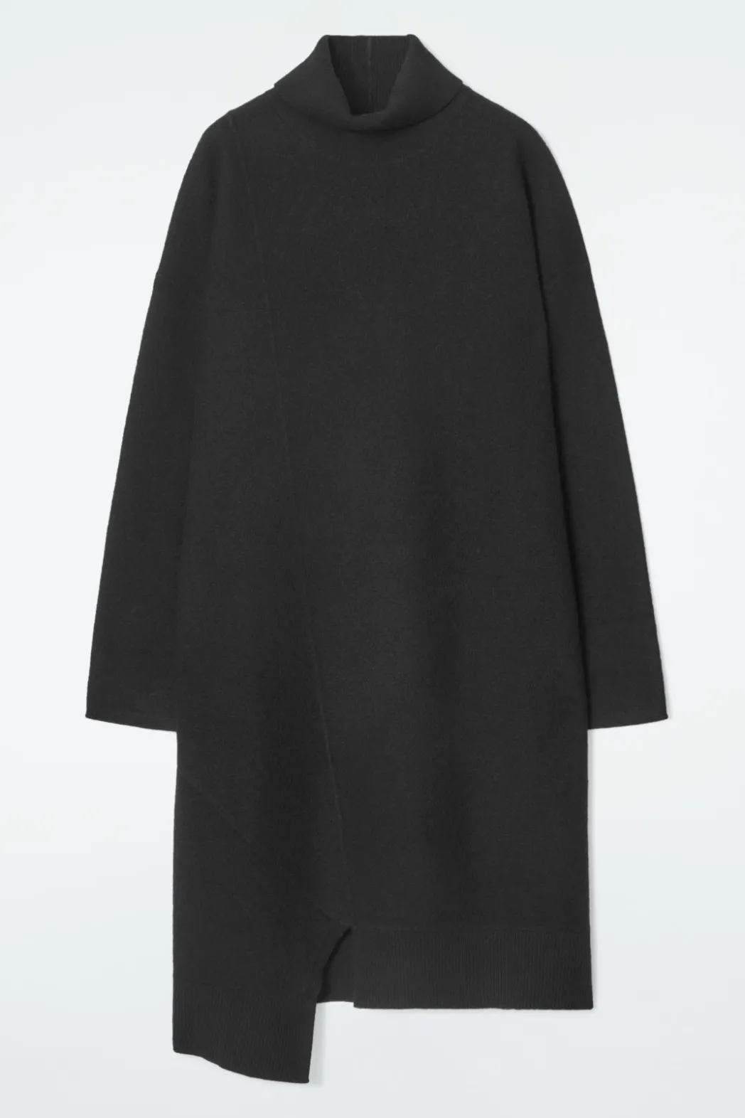 Outlet COS ASYMMETRIC MERINO WOOL DRESS BLACK