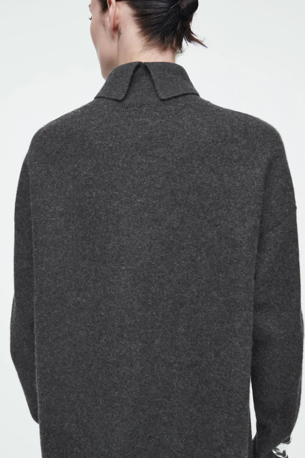 New COS ASYMMETRIC MERINO WOOL DRESS DARK GRAY