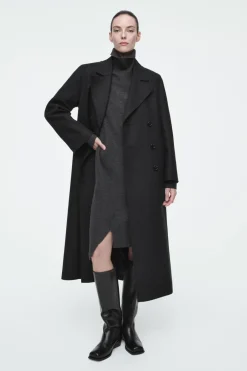 New COS ASYMMETRIC MERINO WOOL DRESS DARK GRAY