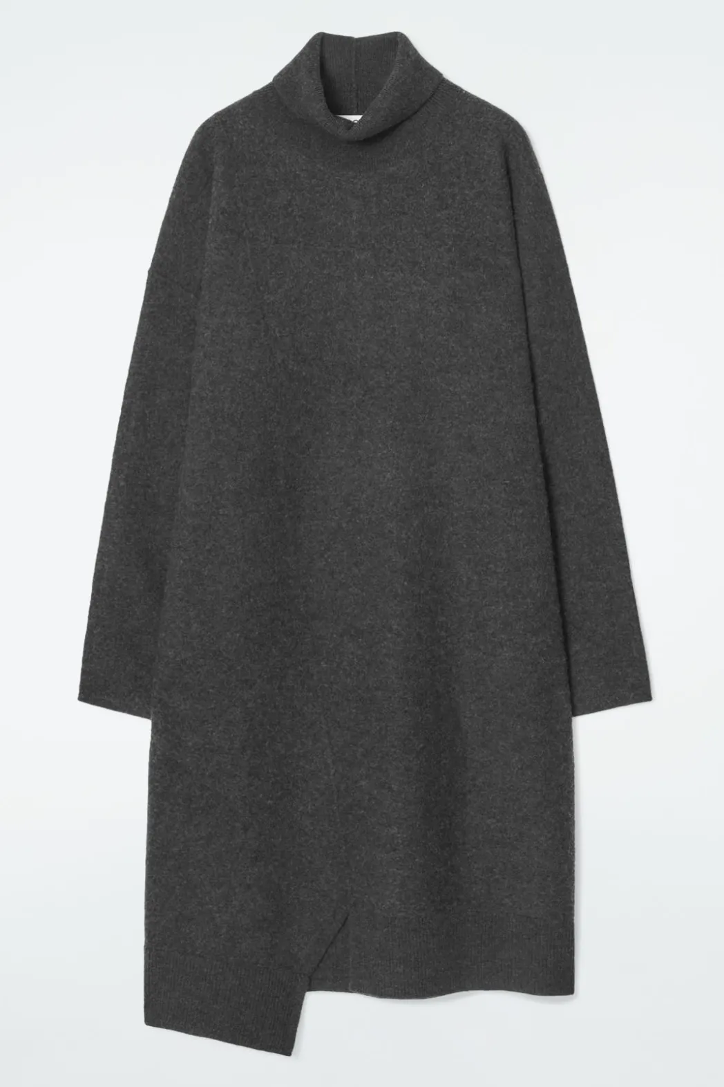 New COS ASYMMETRIC MERINO WOOL DRESS DARK GRAY