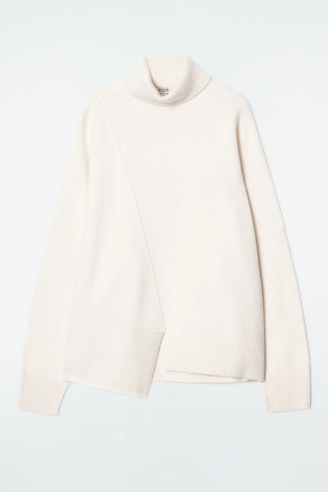 Outlet COS ASYMMETRIC MERINO WOOL SWEATER WHITE