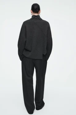 Clearance COS ASYMMETRIC MERINO WOOL SWEATER DARK GRAY