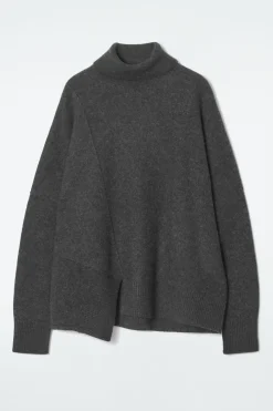 Clearance COS ASYMMETRIC MERINO WOOL SWEATER DARK GRAY