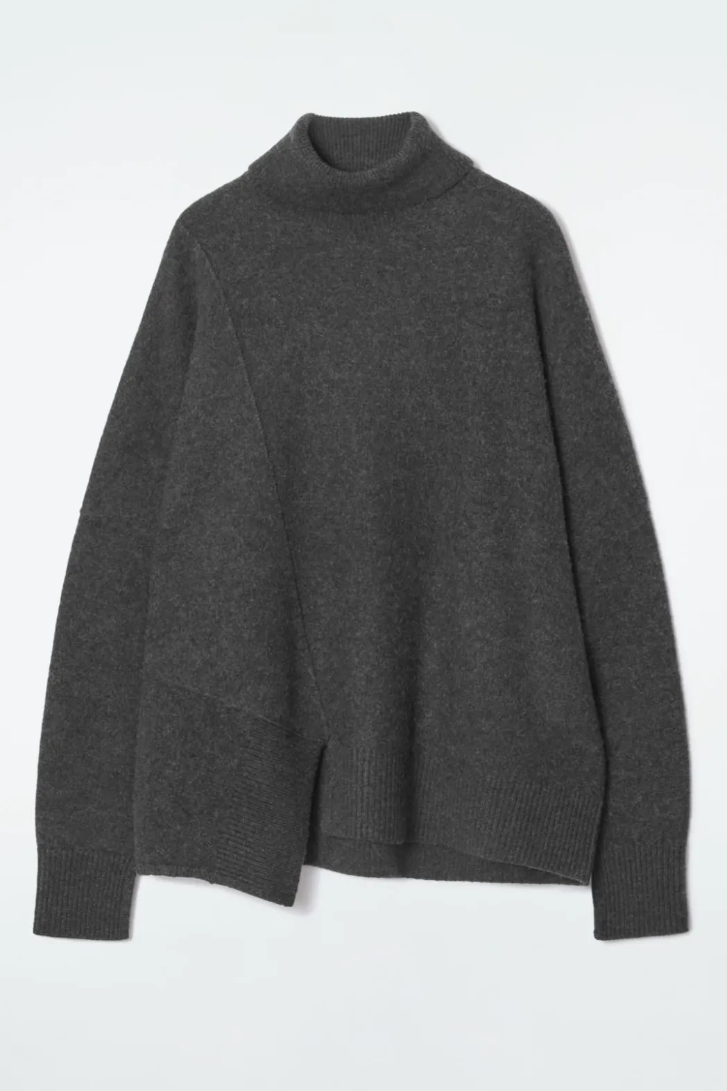 Clearance COS ASYMMETRIC MERINO WOOL SWEATER DARK GRAY
