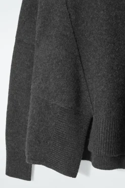 Clearance COS ASYMMETRIC MERINO WOOL SWEATER DARK GRAY